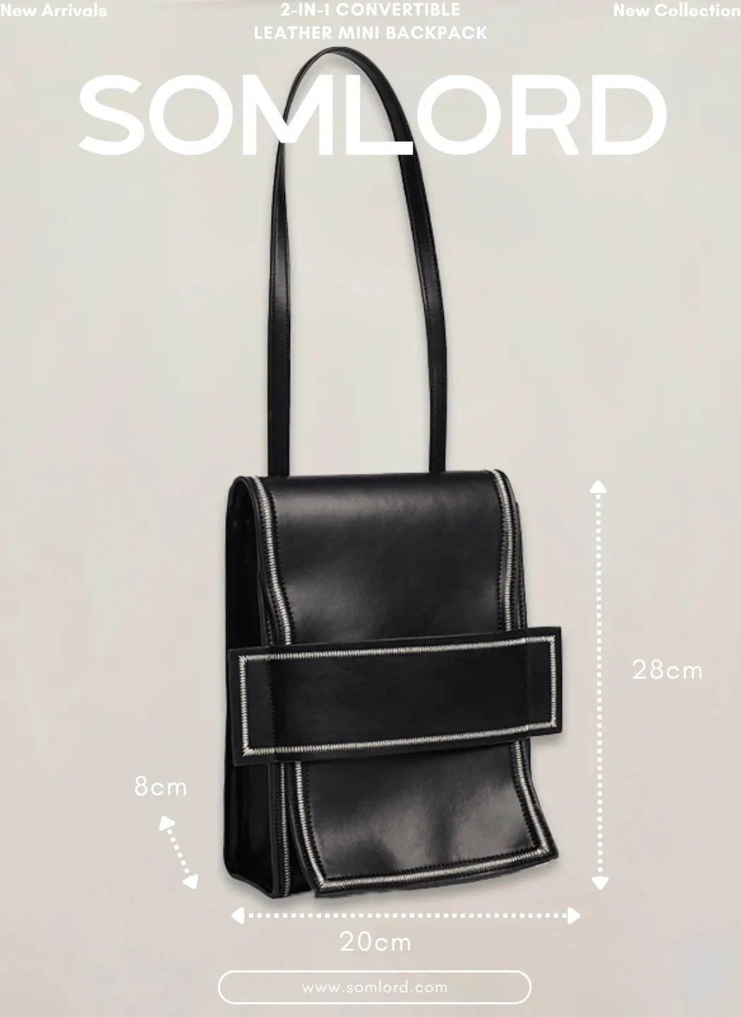 2-in-1 Convertible Leather Mini Backpack