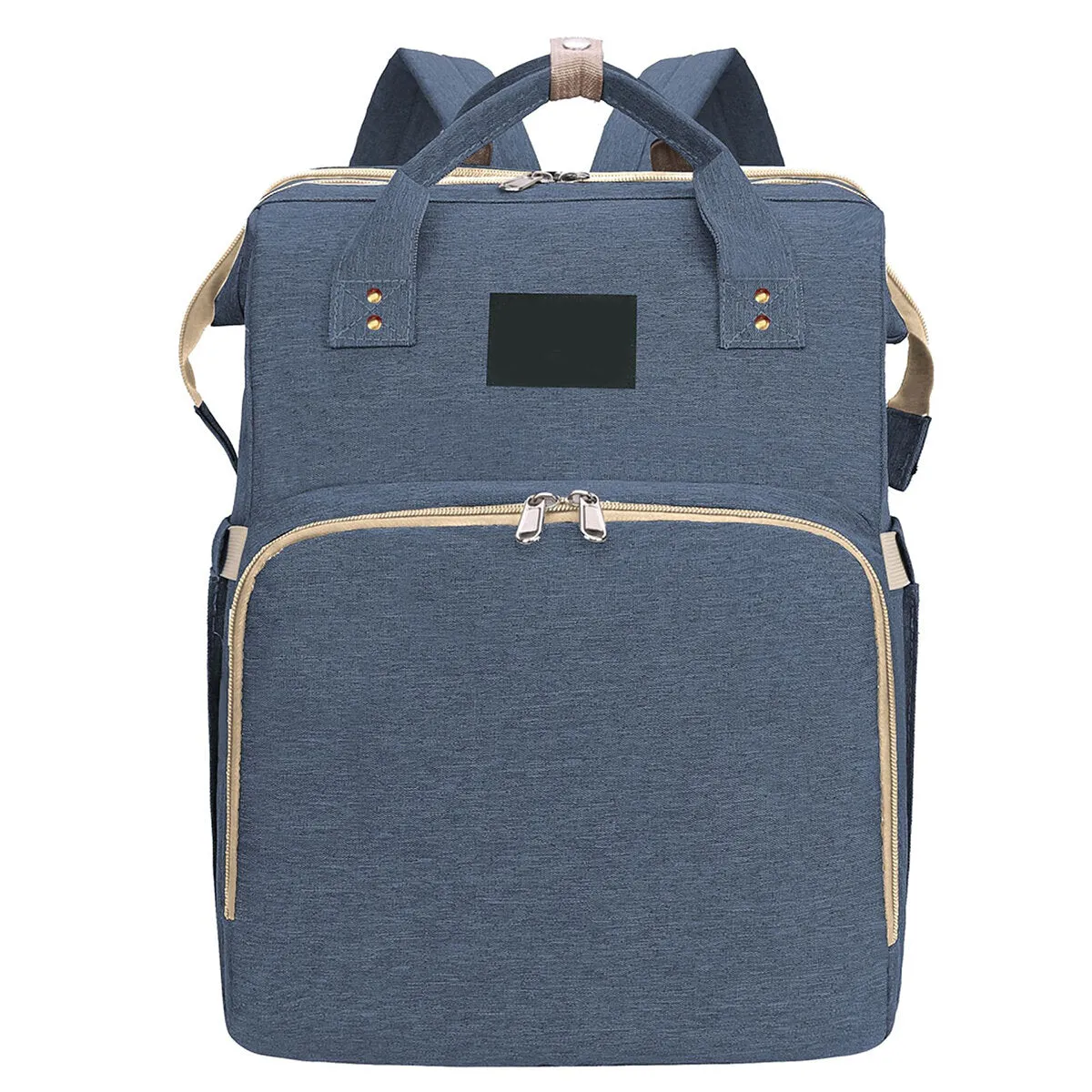 2 in 1 Diaper Bag with Changing Station Mom Backpack Multifunctional Baby Bed Crib Handbag Stroller Bag