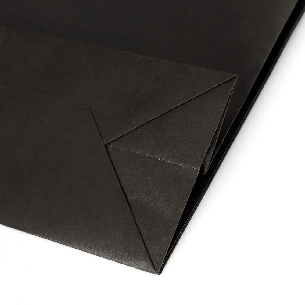 50pcs Black Kraft Paper Bags with Fabric Handles - Reusable, 5kg Capacity