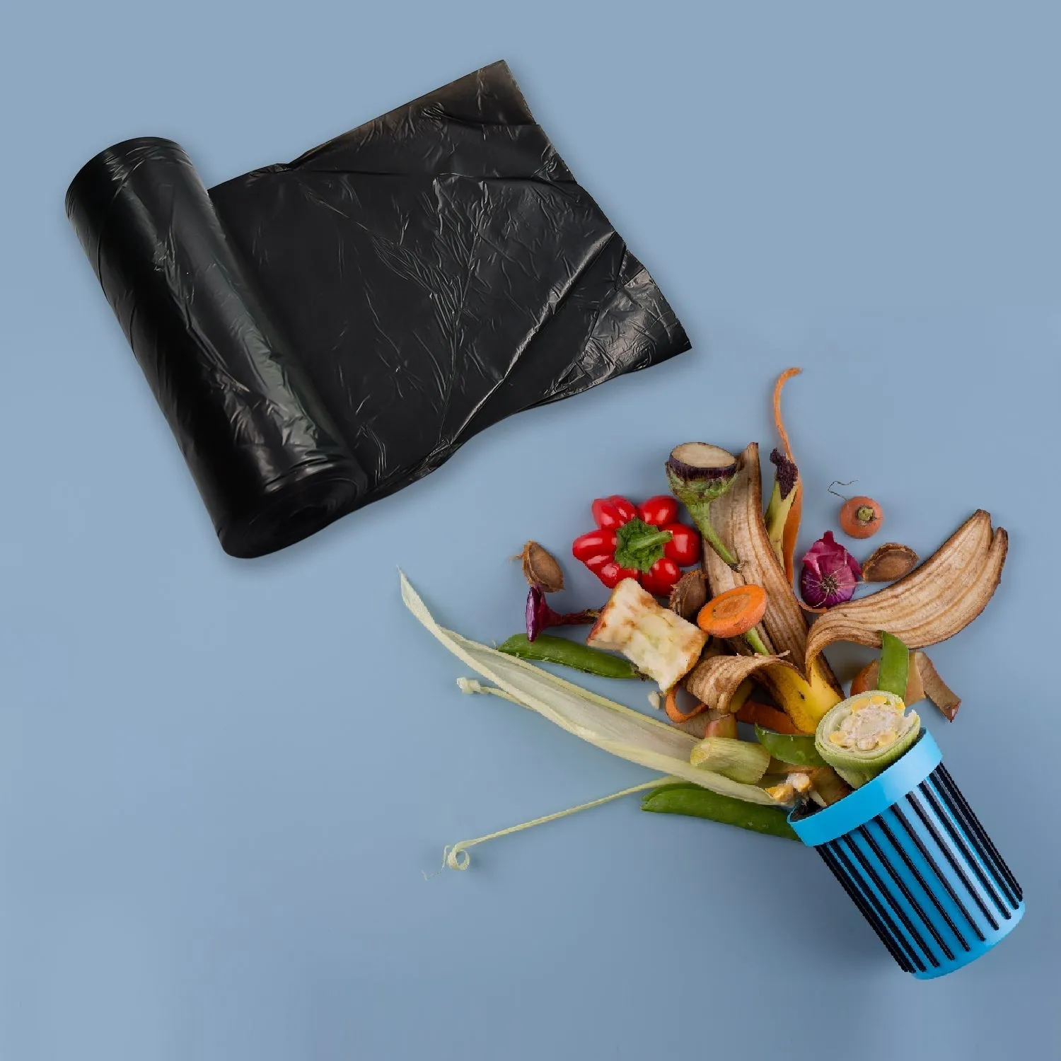 9210 Black 1Roll Garbage Bags / Dustbin Bags / Trash Bags 65x90Cm 15Pcs