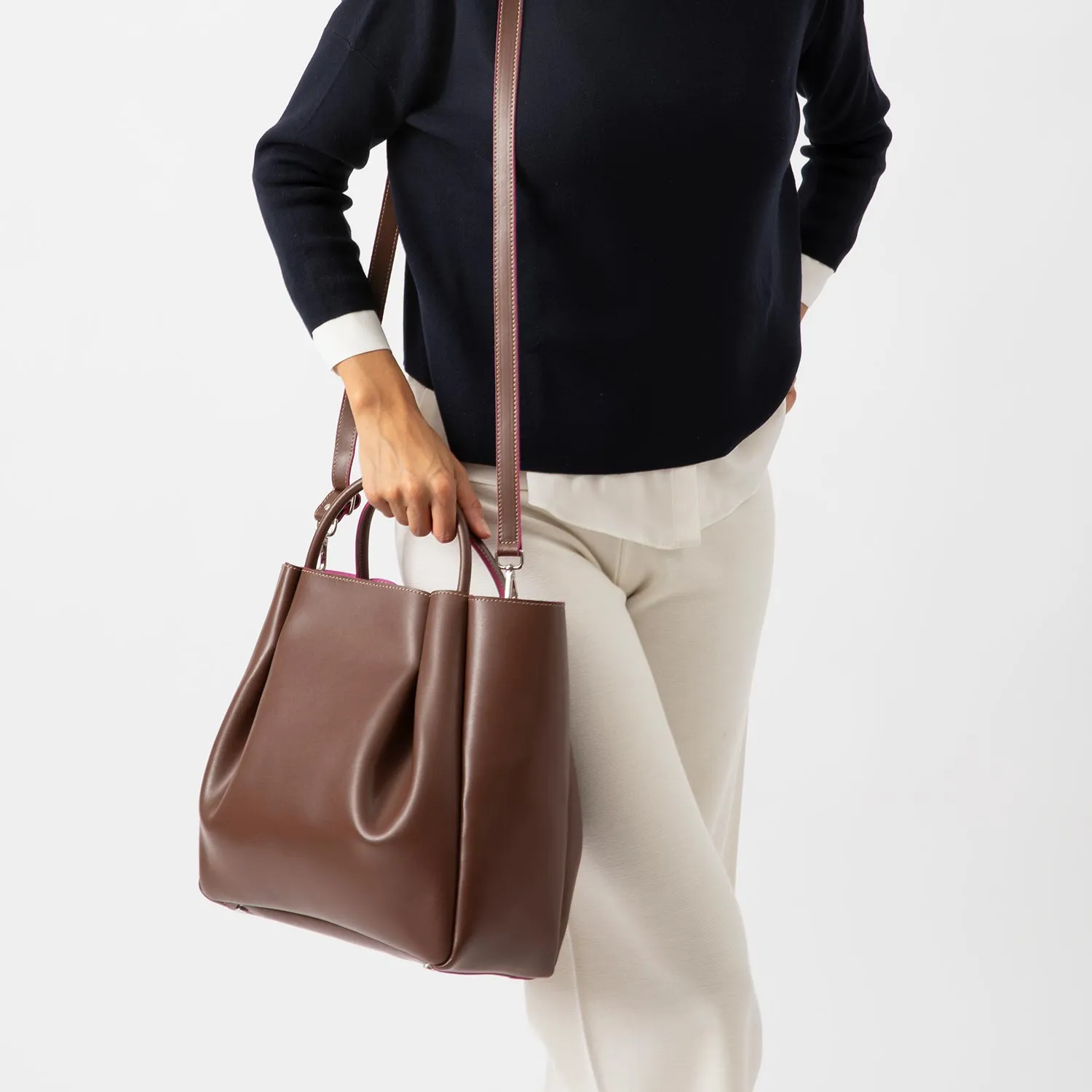 Amalfi Large Leather Tote Bag - Chocolate