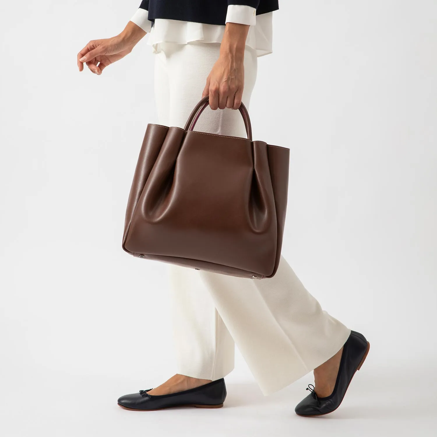 Amalfi Large Leather Tote Bag - Chocolate