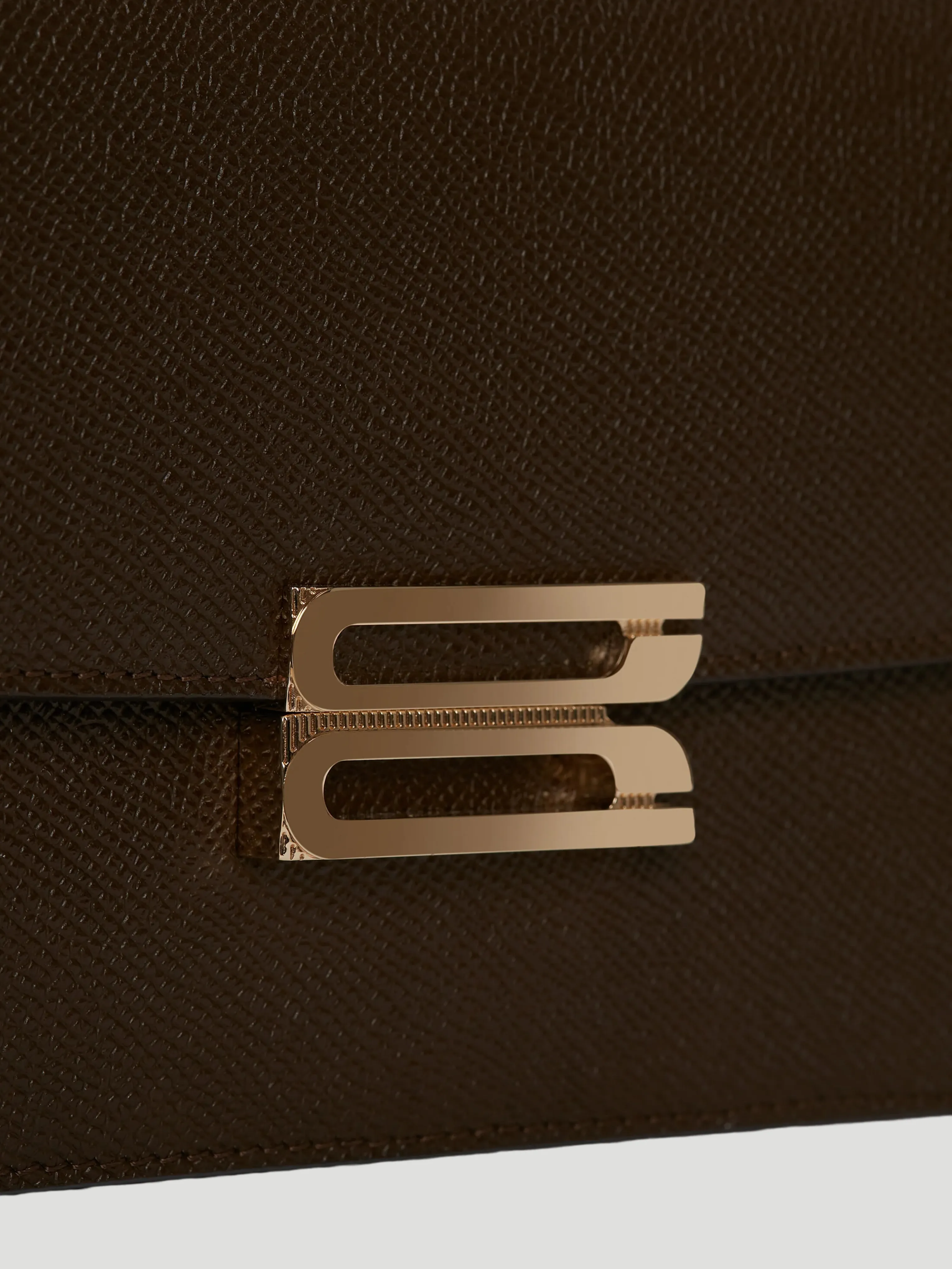 B Buckle Mini Khaki Textured-Leather Shoulder Bag