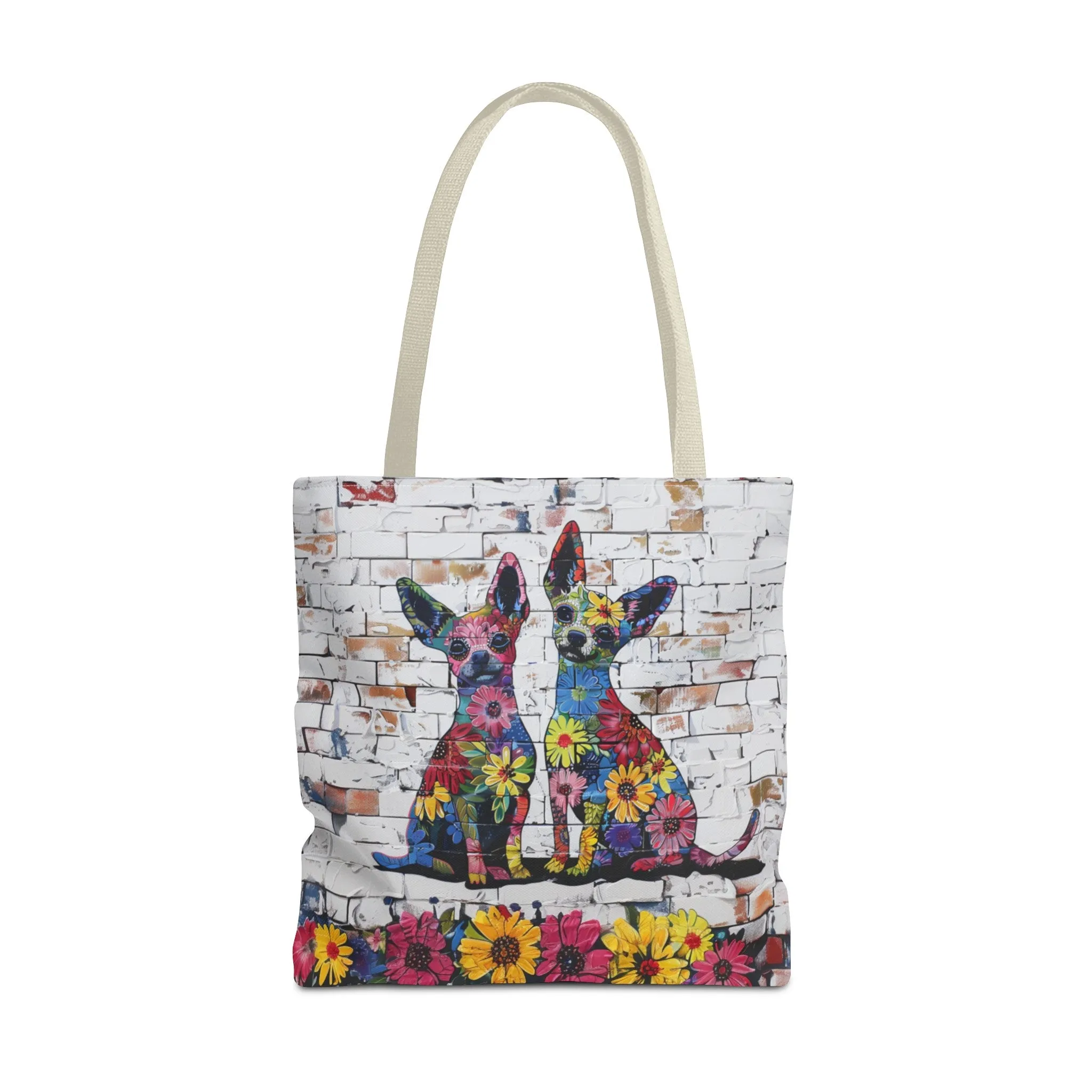 Chihuahua Original Edgy Floral Dog Art Themed Tote Bag