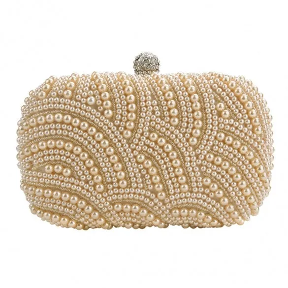 Fashion Lady Women Clutch Bag Pearl Beaded Party Bridal Handbag Wedding Evening Purse