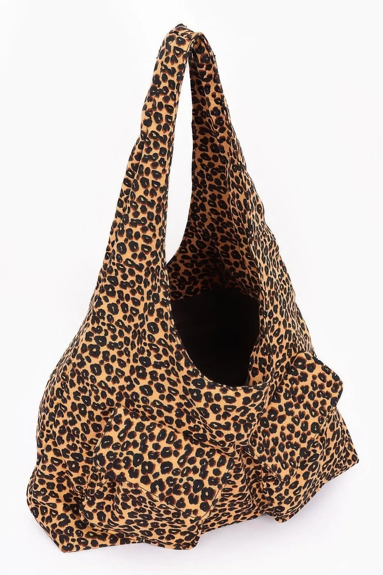Faux Suede Leo Double Pockets Bindle Bag