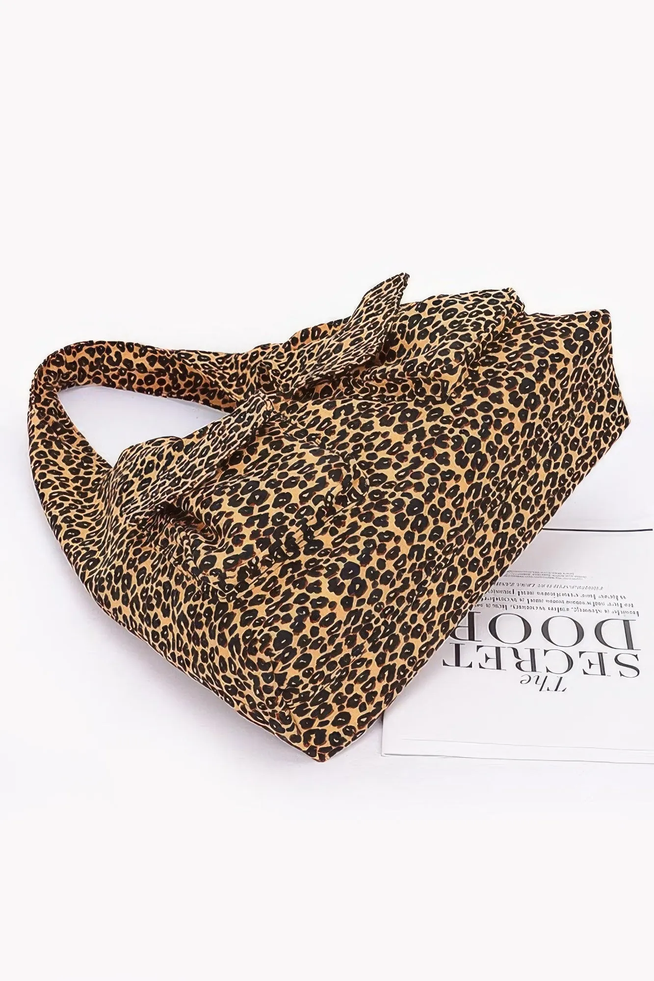Faux Suede Leo Double Pockets Bindle Bag
