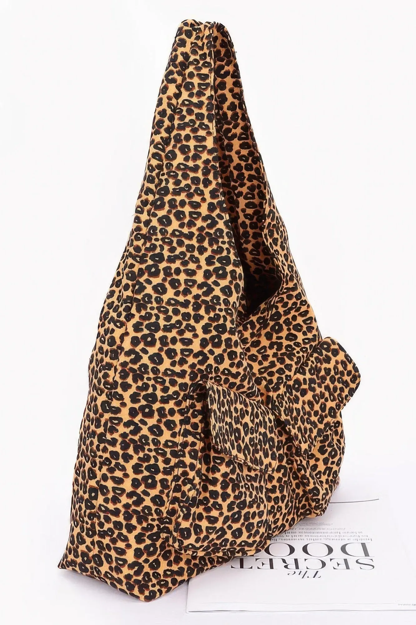 Faux Suede Leo Double Pockets Bindle Bag