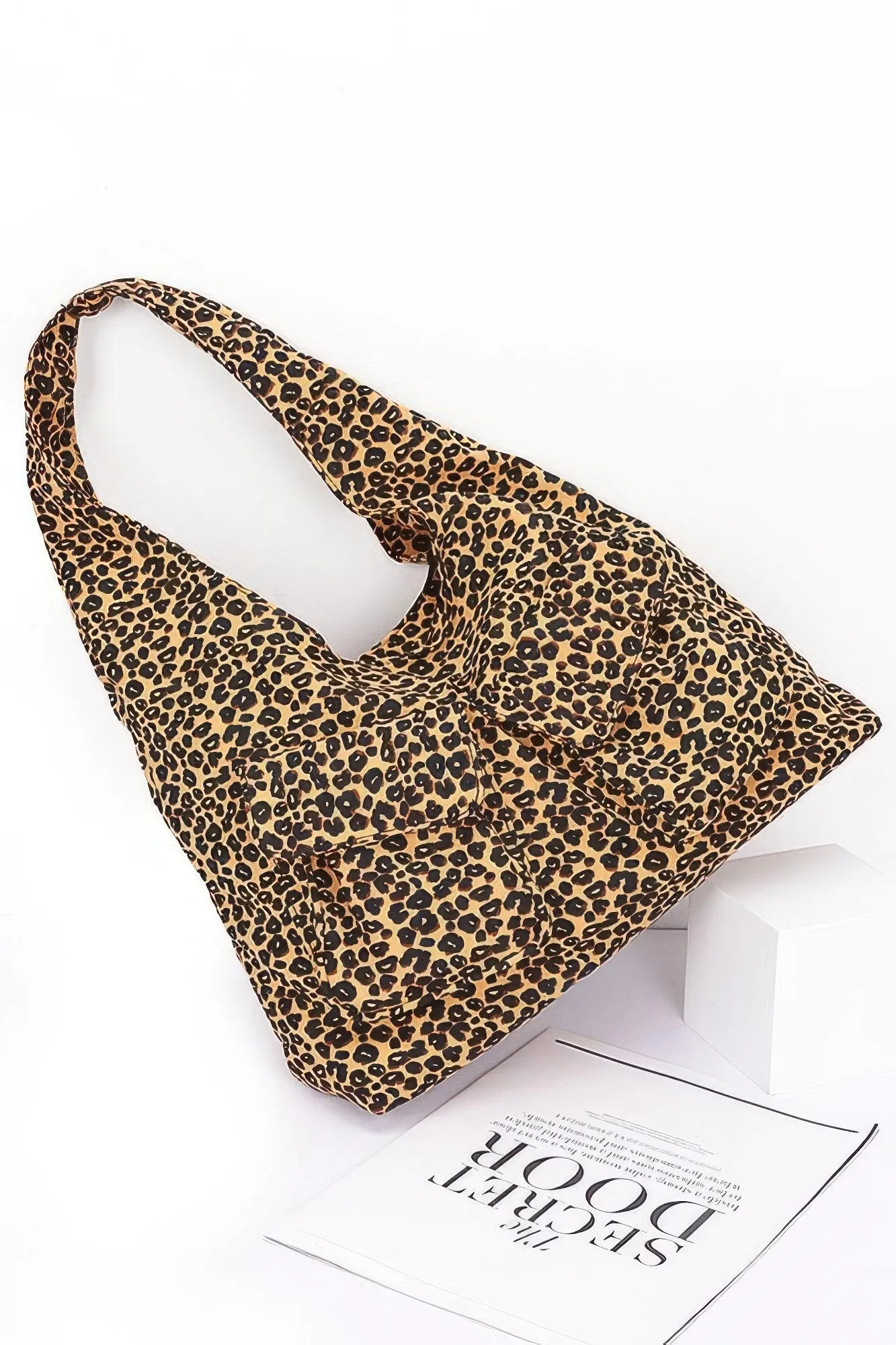 Faux Suede Leo Double Pockets Bindle Bag