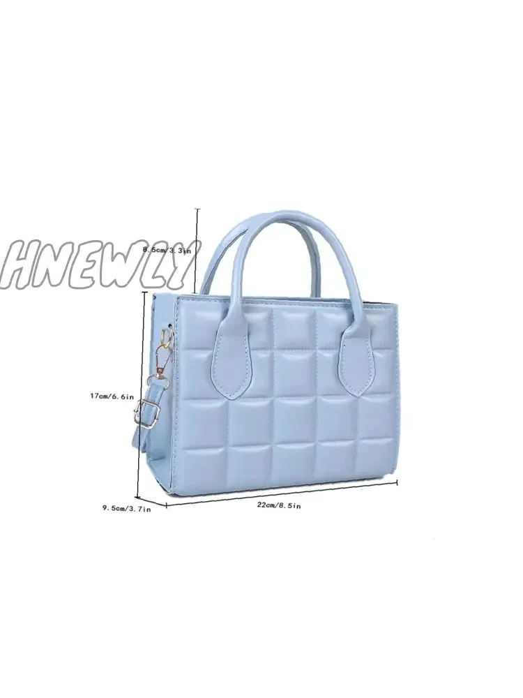Hnewly - Quilted Pattern Double Handle Square Bag  - Women Satchels