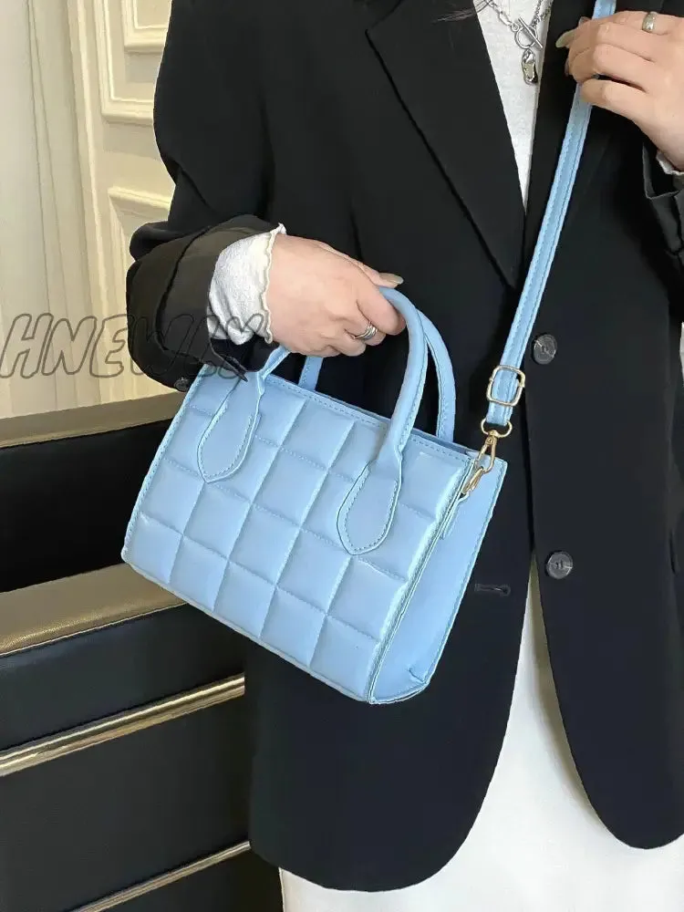Hnewly - Quilted Pattern Double Handle Square Bag  - Women Satchels
