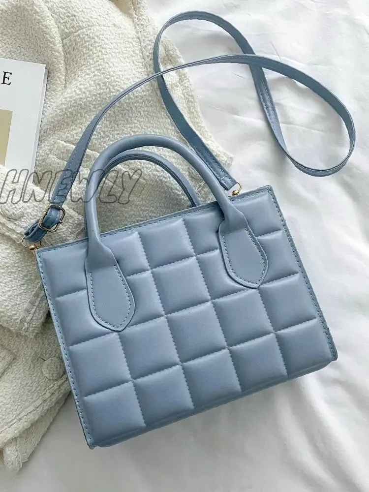 Hnewly - Quilted Pattern Double Handle Square Bag  - Women Satchels