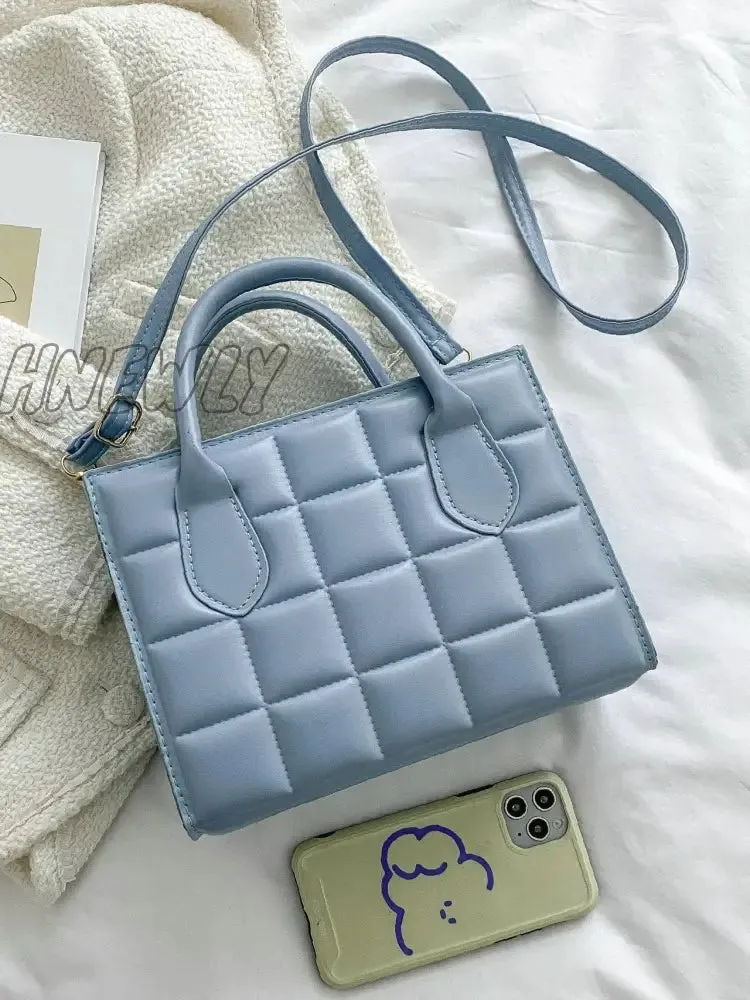 Hnewly - Quilted Pattern Double Handle Square Bag  - Women Satchels