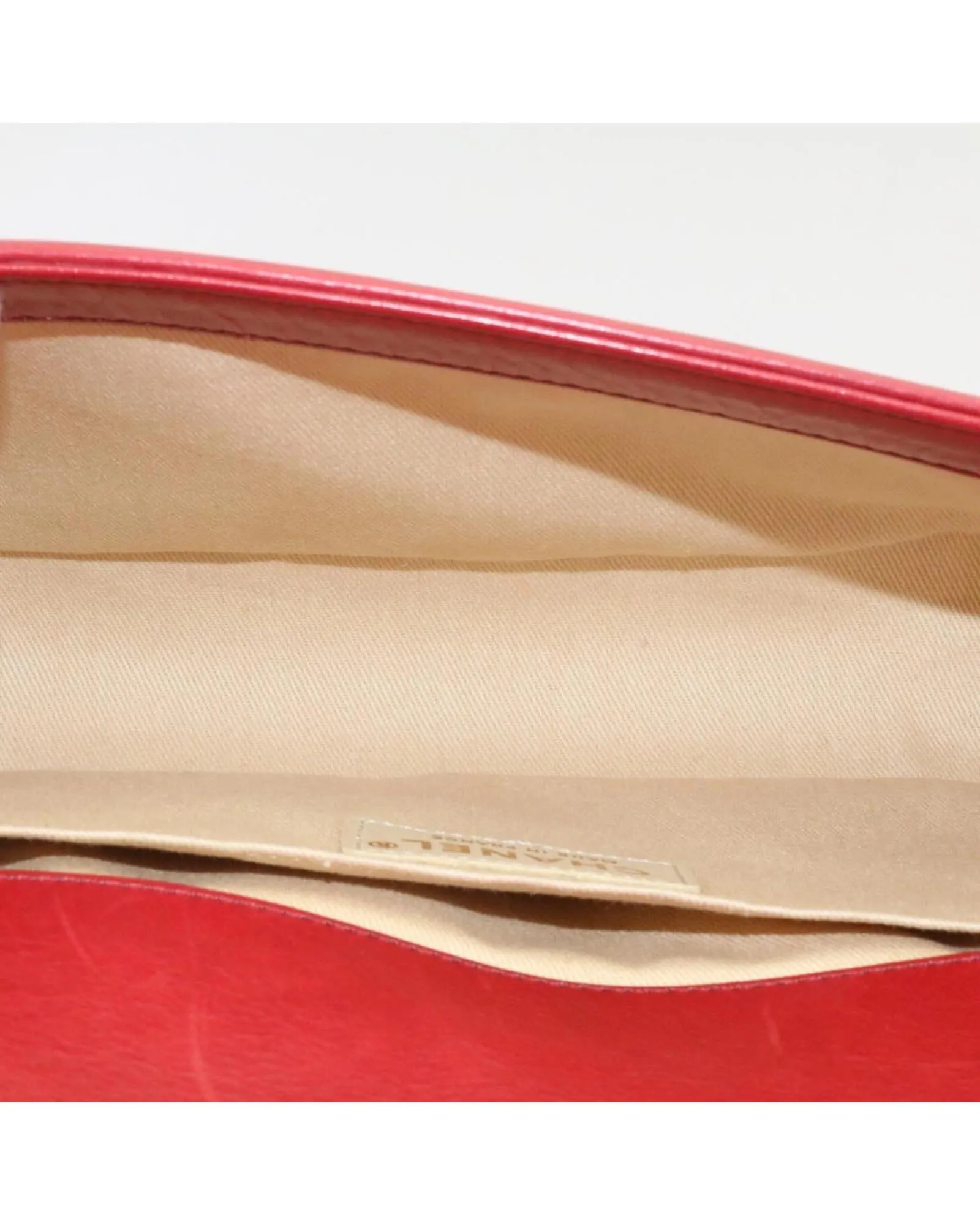 Matelasse Red Leather Chain Flap Shoulder Bag