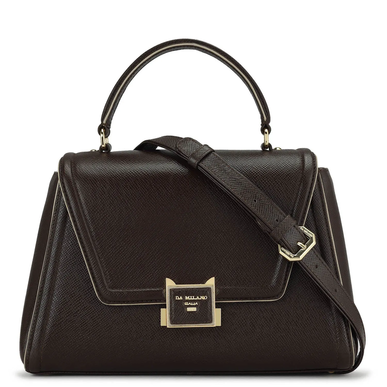 Medium Franzy Leather Satchel - Chocolate