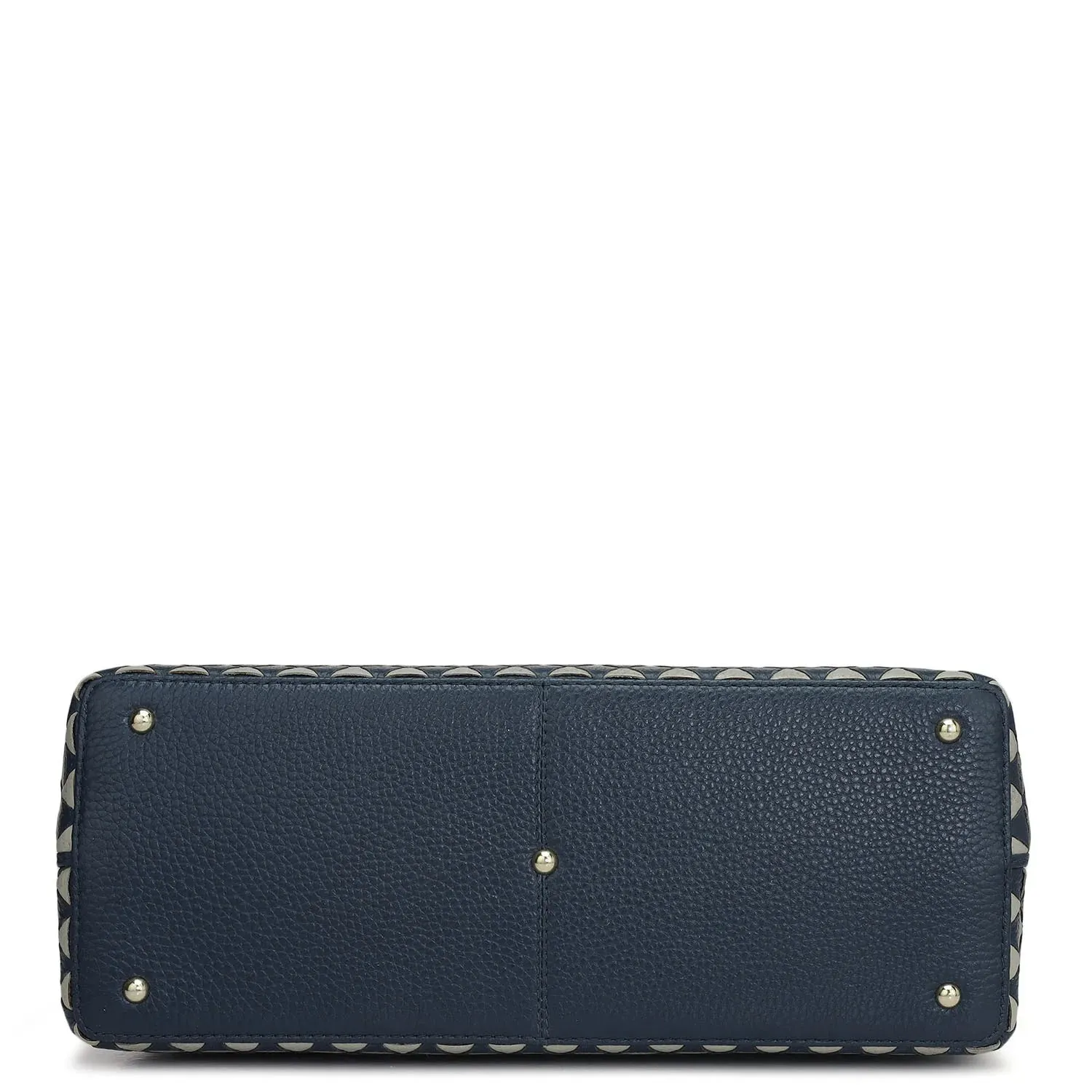 Medium Mat Wax Leather Satchel - Navy