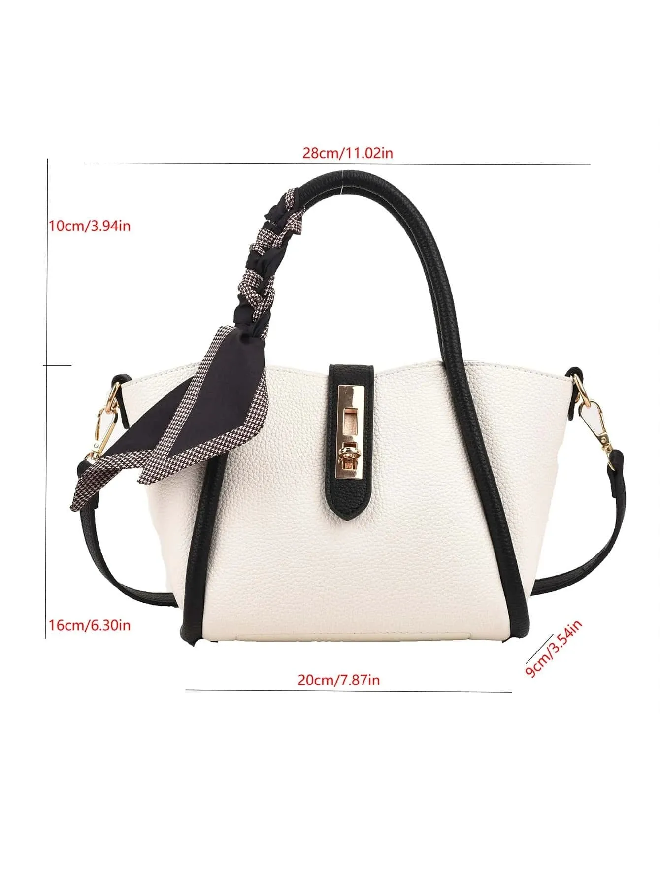 SHEIN CONTAINEVERY Skinny Scarf Decor Satchel Bag With Inner Pouch