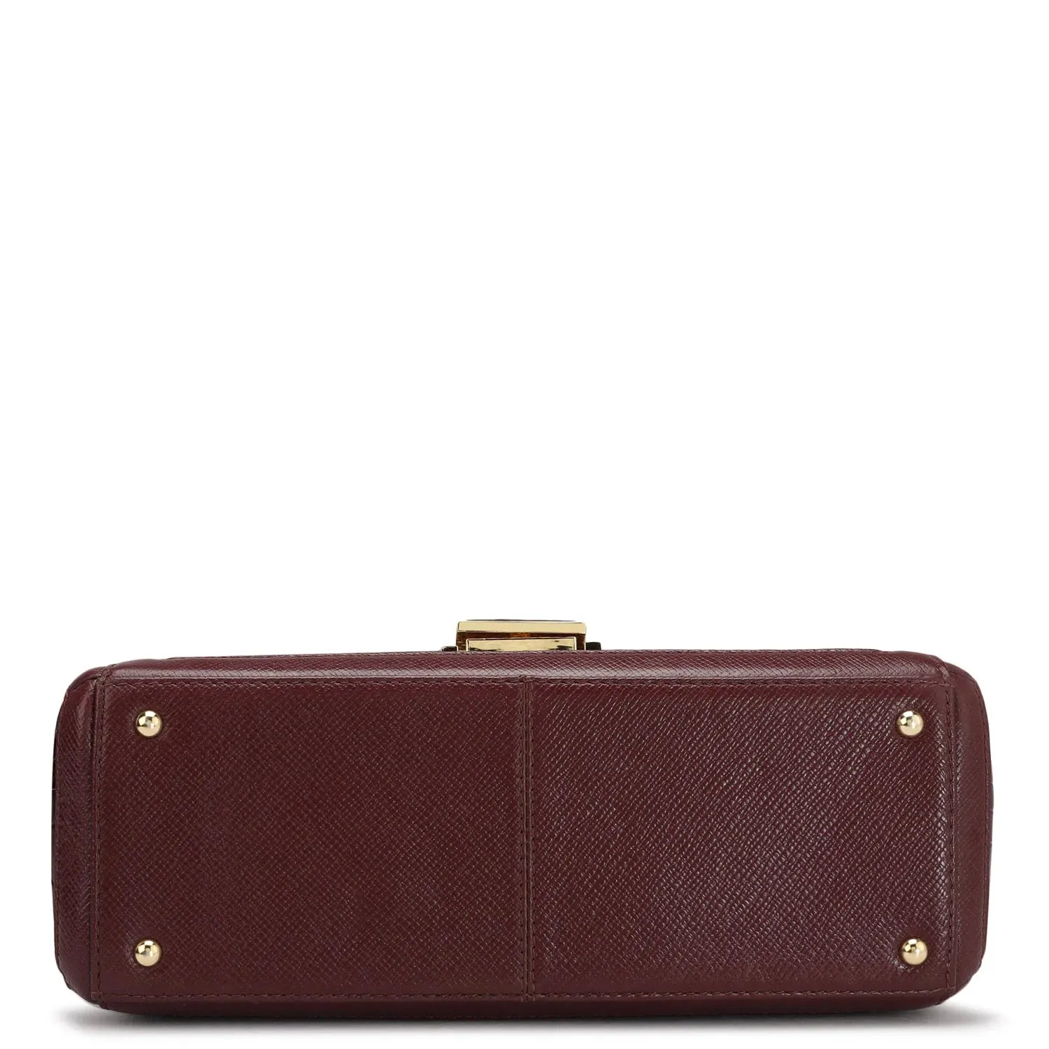 Small Croco Leather Satchel - Wine